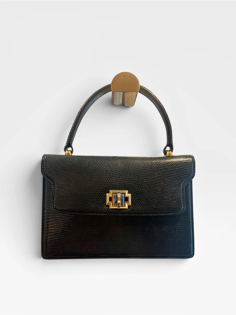 1970s Vintage Gucci top handle bag in Lizard